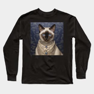 Siamese With Pearls Long Sleeve T-Shirt